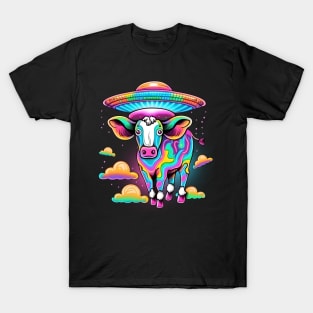 UFO & Cow Rainbow Style T-Shirt